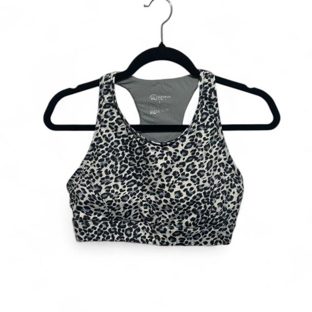 Queenieke sports bra - black & white leopard print - size Large